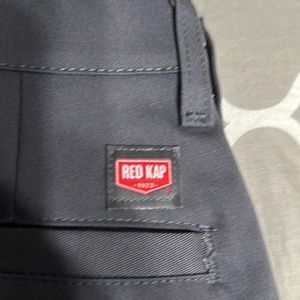 Red cap work pants